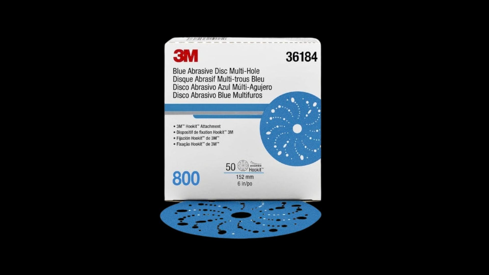 3M 6 inch 800 Grit DA Paper Hook-It