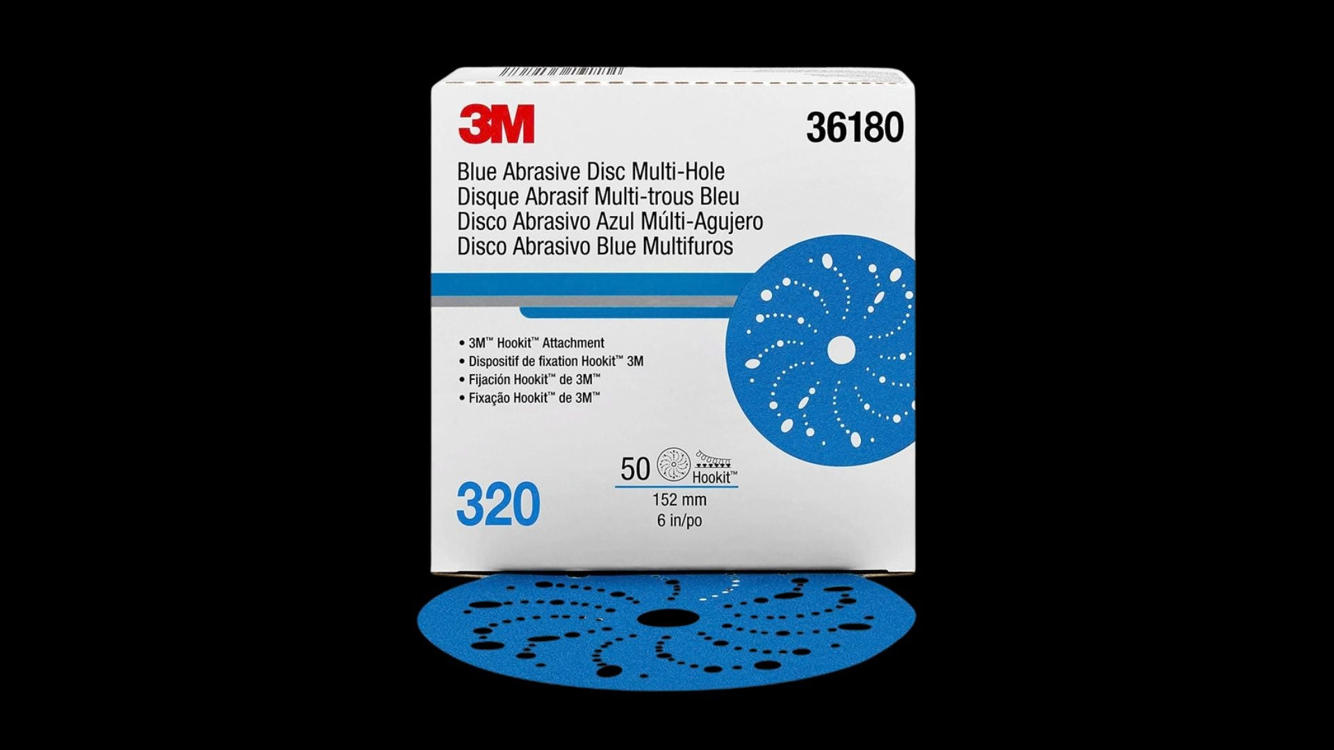 3M 6 inch 320 Grit DA Paper Hook-It