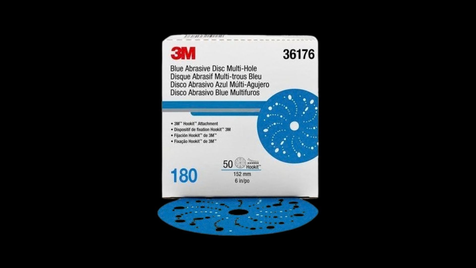 3M 6 inch 180 Grit DA Paper Hook-It